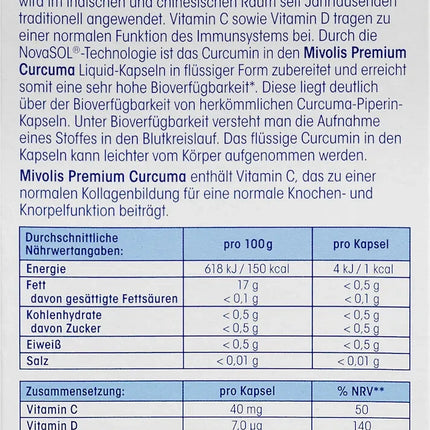 Mivolis Premium kurkumas kapsulas, 30 kapsulas, 19 g, jaunas un aizzīmogotas