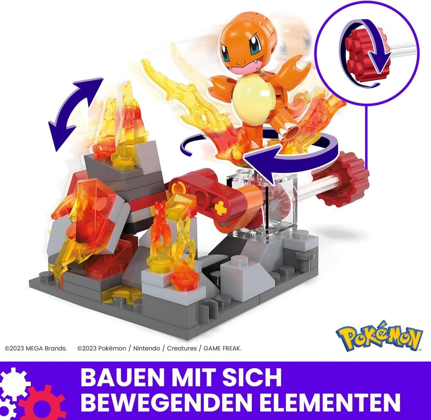 MEGA Pokémon Glumandas feurige Drehung, Bauset mit Bewegungsstein, neu&ovp
