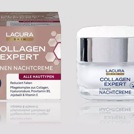 LACURA Skin Collagen Expert, 3 zonu nakts krēms, visiem ādas tipiem, 50ml, jauns un iesaiņots