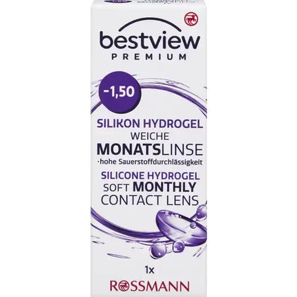 BestView Premium, mīkstas mēneša kontaktlēcas, silikonhidrogēla, -1.50, jaunas un aizlīmētas