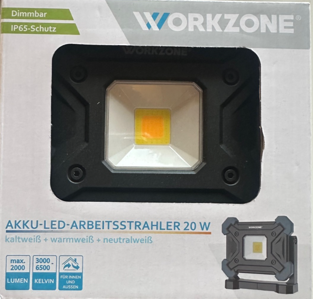 WORKZONE Wiederaufladbarer LED-Strahler, Mit Powerbank-Funktion, neu&ovp
