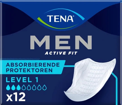 TENA MEN Active Fit 1. līmeņa absorbējošie ieliktņi urīna nesaturēšanas gadījumā, 1 x 12 ieliktņi, jauni un noslēgti