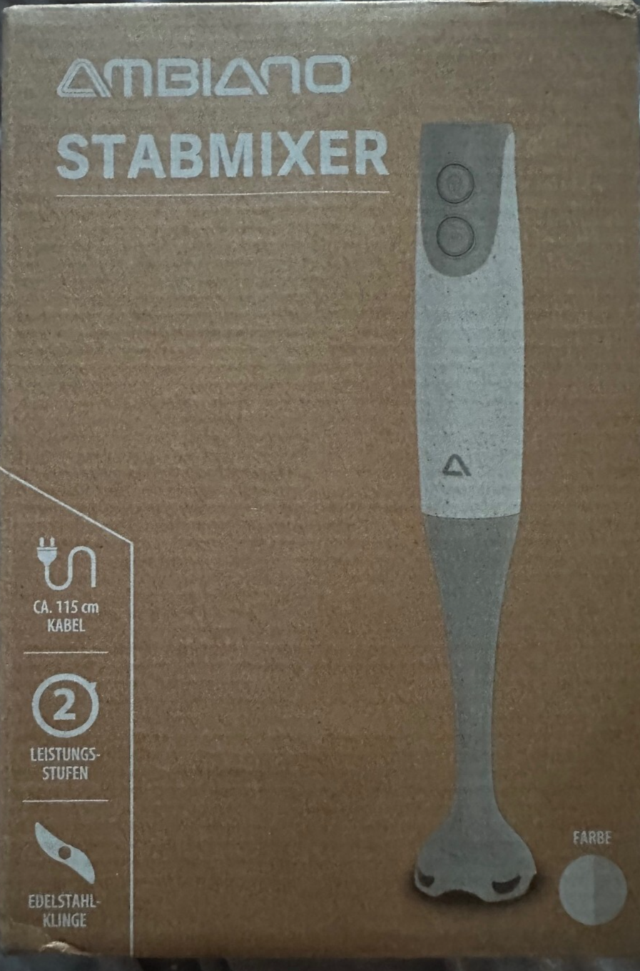 Ambiano Stabmixer, Rührstab mit Edelstahl Klinge und Messbecher, 300 Watt, neu