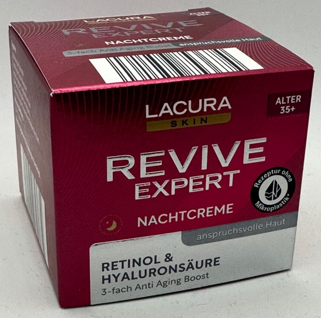 LACURA Skin Revive Expert nakts krēms, trīskāršs pretnovecošanās efekts, 50ml, JAUNS UN IZLIETOTS