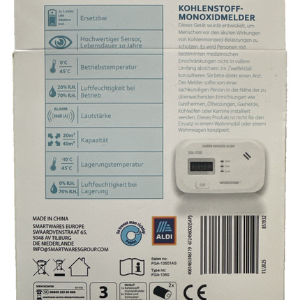 Workzone Kohlenmonoxid-Melder mit Display, hochwertigem Sensor, Testknopf, neu&ovp