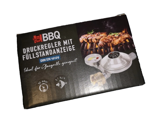 BBQ Gasdruckregler 50mBar, Strömungswächter, Drehbare Füllstandsanzeige, neu&ovp