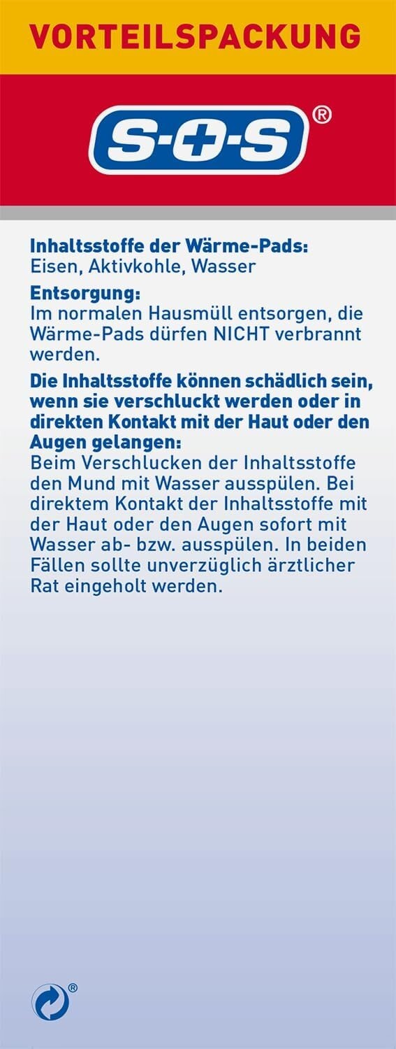 SOS Wärmegürtel, zur Schmerzlinderung bei Rückenschmerzen, 1x Gürtel + 6x Pads