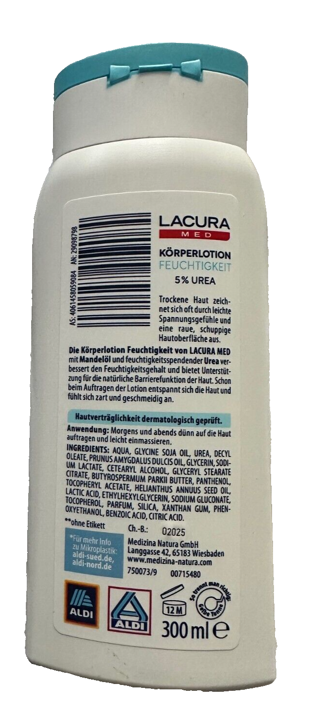 Lacura Med ķermeņa losjons, mitrinošs, 10% urīnviela, piemērots neirodermatīta ārstēšanai, 300ml