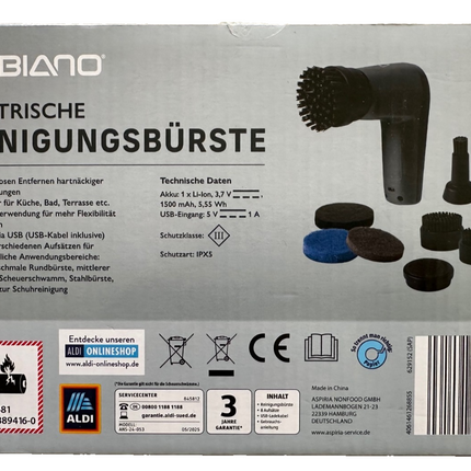 AMBIANO elektriskā tīrīšanas birste, komplekts ar akumulatoru, USB uzlāde, jauna un noslēgta