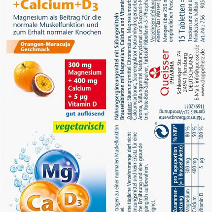 DOPPELHERZ aktiv Magnesium+Calcium+D3 Brausetabletten, 1x15 St, neu&ovp