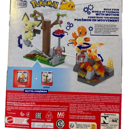 MEGA Pokémon Charmander's Fiery Spin, būvēšanas komplekts ar kustības akmeni, jauns un aizzīmogots