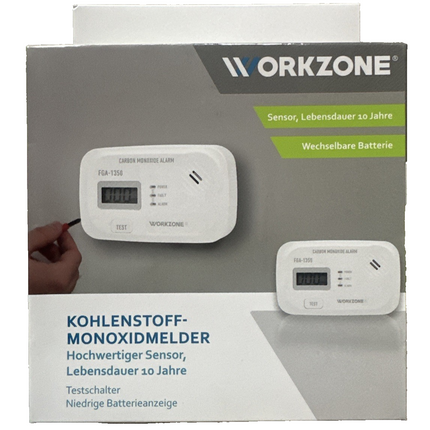 Workzone Kohlenmonoxid-Melder mit Display, hochwertigem Sensor, Testknopf, neu&ovp