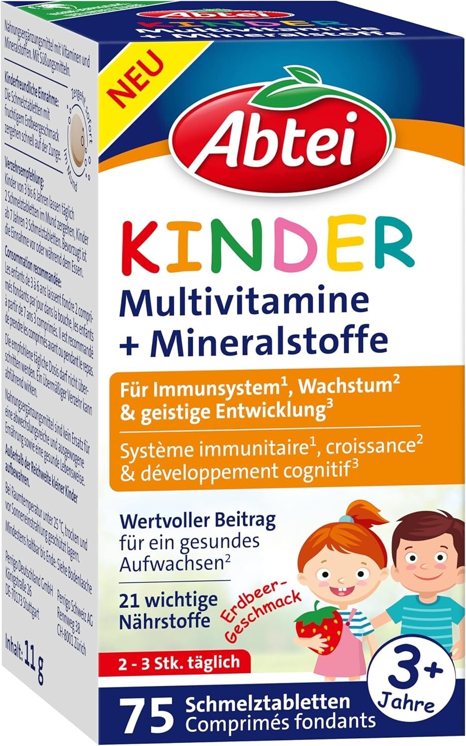 Abtei Kinder Multivitamine+Mineralstoffe, Schmelztabletten, 1x75 Stück, neu&ovp