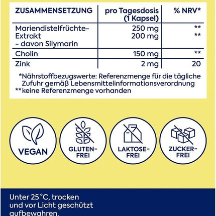 Zirkulin Liver Vital, 30 kapsulas ar holīnu, piena dadža augļu ekstraktu un cinku, oriģinālajā iepakojumā
