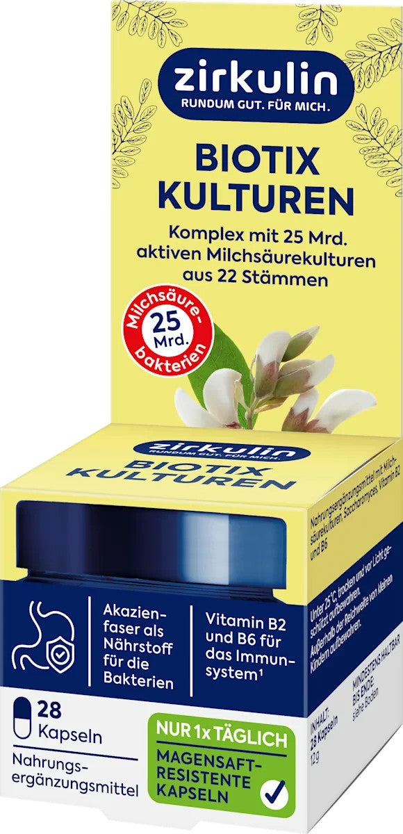 Zirkulin Biotix kultūru komplekss ar B2 un B6 vitamīniem, 1 x 28 kapsulas, jaunas un aizzīmogotas