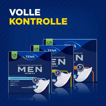 TENA MEN Active Fit 2. līmeņa absorbējošie ieliktņi urīna nesaturēšanai, 1 x 10 ieliktņi, jauni un aizzīmogoti