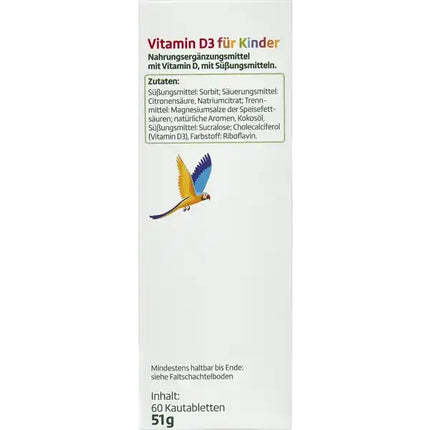 Altapharma D3 vitamīns bērniem košļājamās tabletes 1x60 tabletes, jaunas un aizzīmogotas