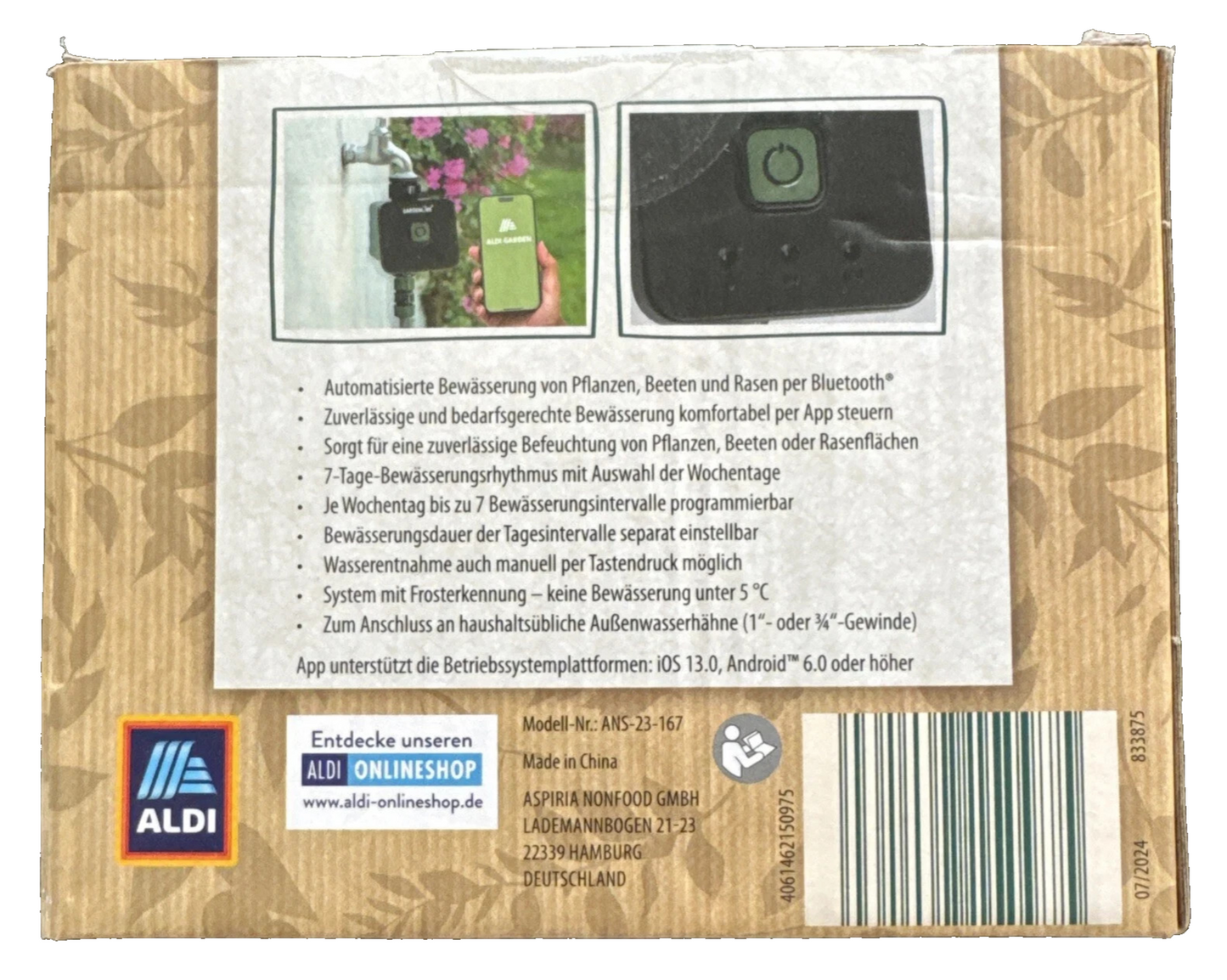 Gardenline Bluetooth Bewässerungscomputer, per App Automatische Bewässerung, Neu