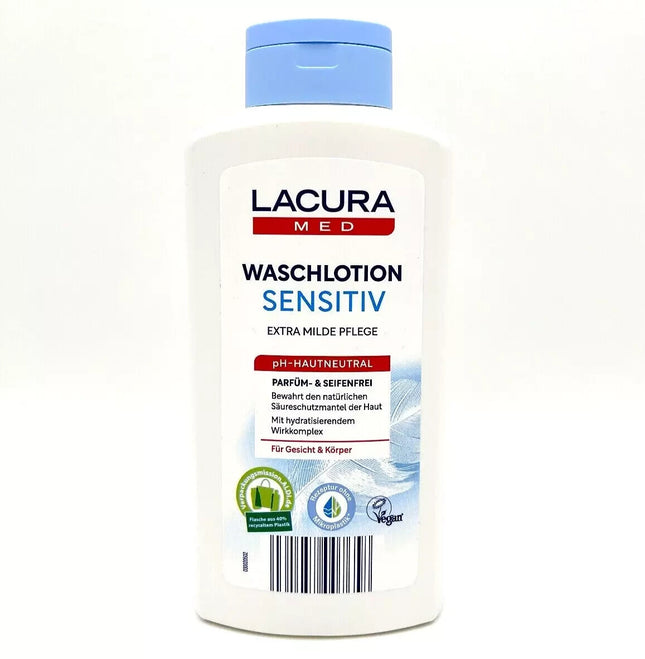 Lacura Med jutīgai ādai paredzēts mazgāšanas losjons, 500 ml, pH 5,5, bez ziepēm, īpaši maiga kopšana