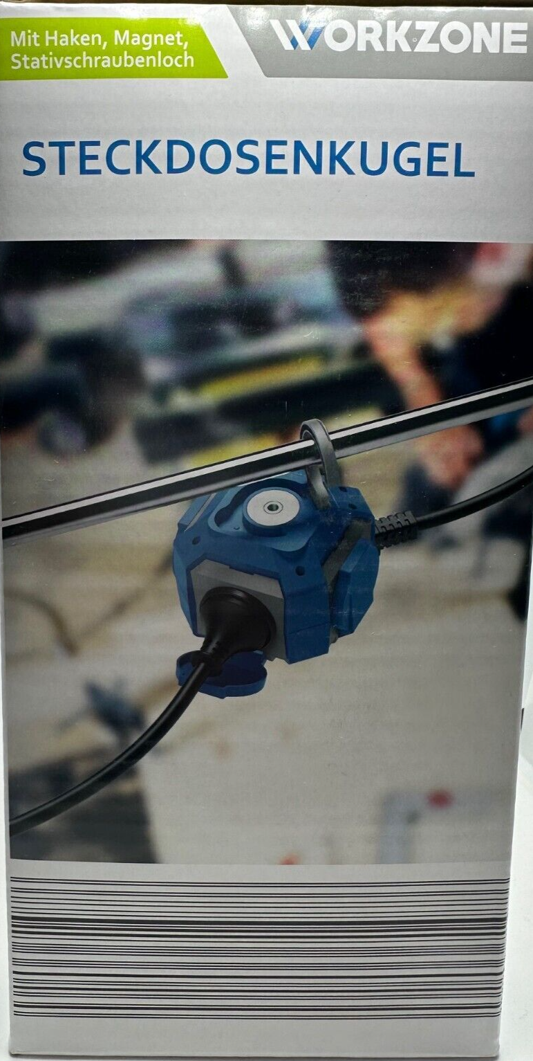 Steckdosenkugel WORKZONE, 4-fach für Innen und Außen, Neu, OVP