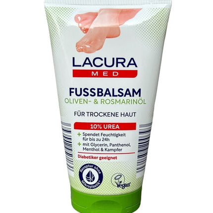LACURA Med - Fußbalsam mit Oliven & Rosmarinöl, 10 % UREA, für Fusspflege, 150ml