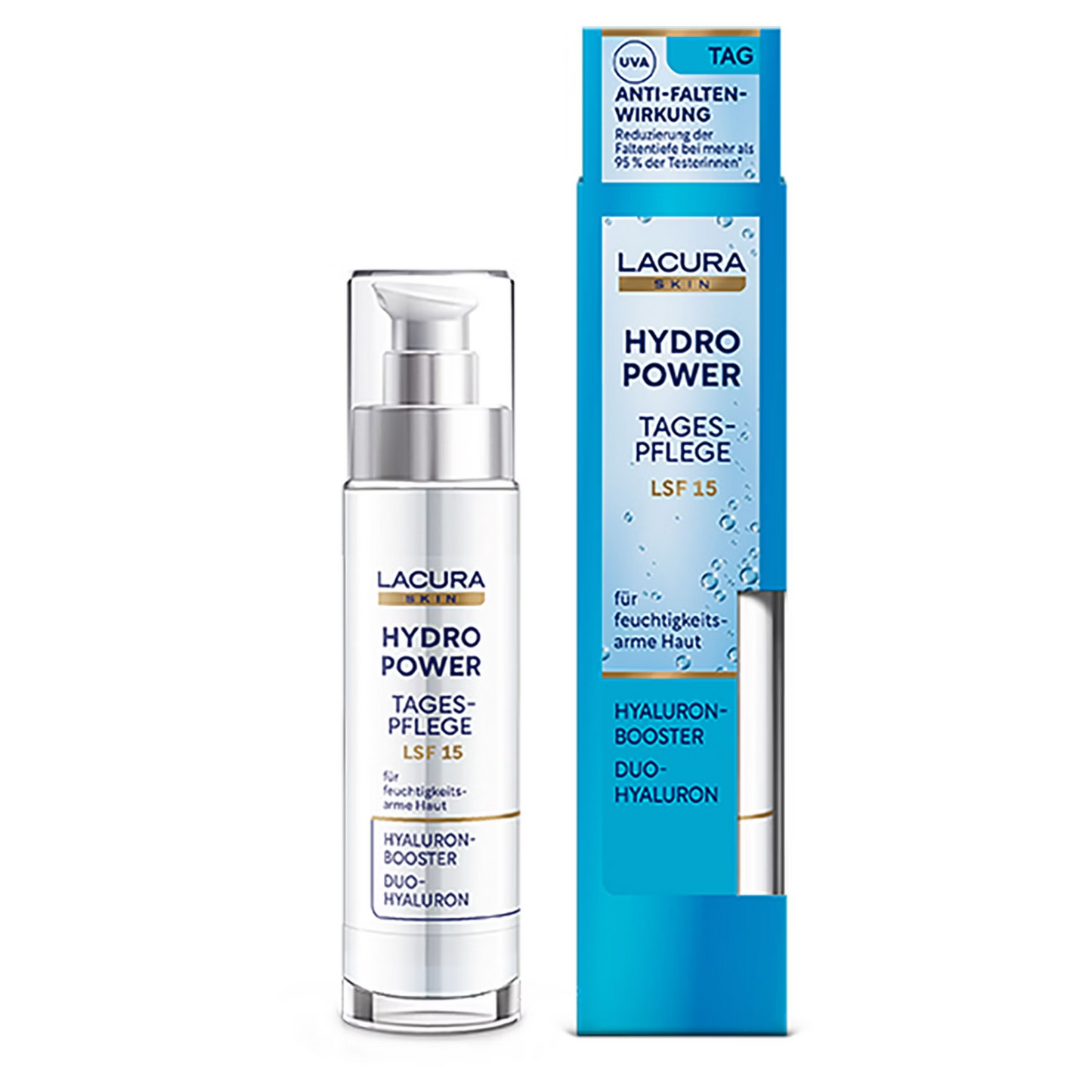 LACURA Hydro Power Tagespflege, Hyaluron-Booster, Duo-Hyaluron, LSF 15, 50 ml
