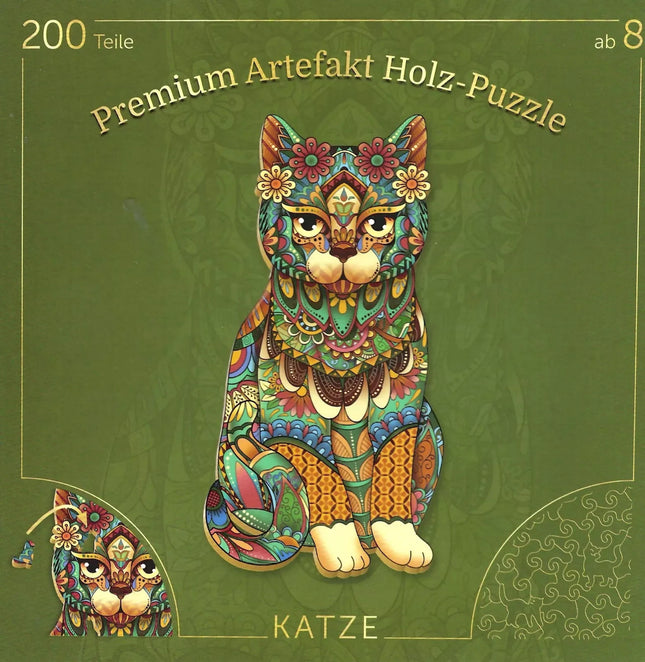 Premium Artefakt Holz Puzzle "Katze", 200 Teile, ab 8 Jahren, neu&ovp