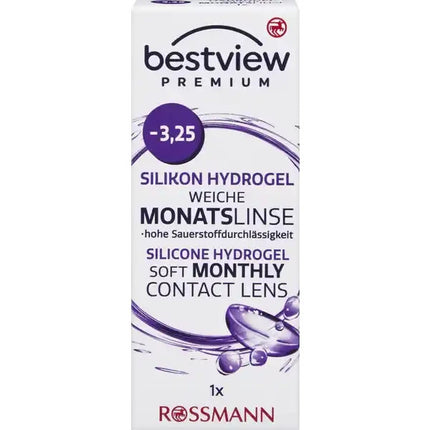 BestView Premium, mīkstas mēneša kontaktlēcas, silikonhidrogēla, -3.25, jaunas un aizzīmogotas
