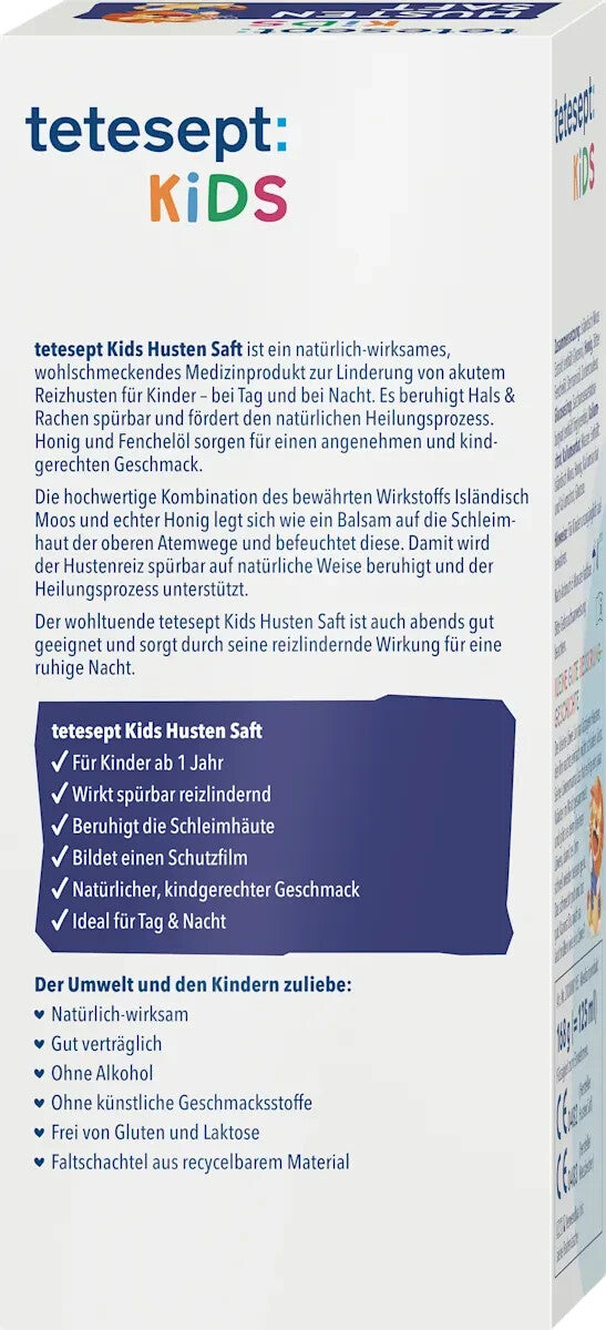 tetesept bērnu klepus sīrups ar medu un Islandes sūnām, 125 ml, jauns un noslēgts