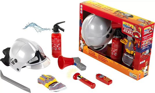 Theo Klein 8928 Feuerwehr-Set, 7-teilig mit Helm, Taschenlampe uvm., neu&ovp
