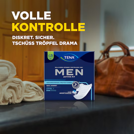 TENA MEN Active Fit 1. līmeņa absorbējošie ieliktņi urīna nesaturēšanas gadījumā, 1 x 12 ieliktņi, jauni un noslēgti