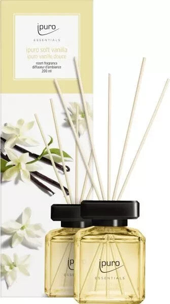 Ipuro Essentials maigais vaniļas istabas aromāts, difuzora kociņi, 50ml, jauns un iepakots iepakojumā