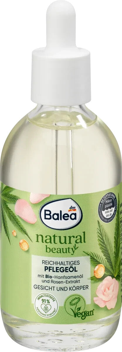 Balea Natural Beauty Care Oil ar organisko kaņepju sēklu eļļu un rožu ekstraktu, 100ml, jauna