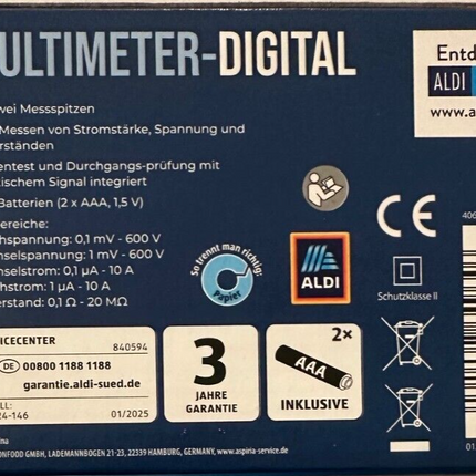 Ferrex digitālais multimetrs, voltmetrs, pretestības, strāvas, ampēru mērīšana, jauns un noslēgts
