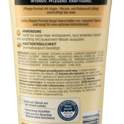 Balea Professional kondicionieris eļļas atjaunojošam intensīvam kondicionierim, 200 ml, jauns
