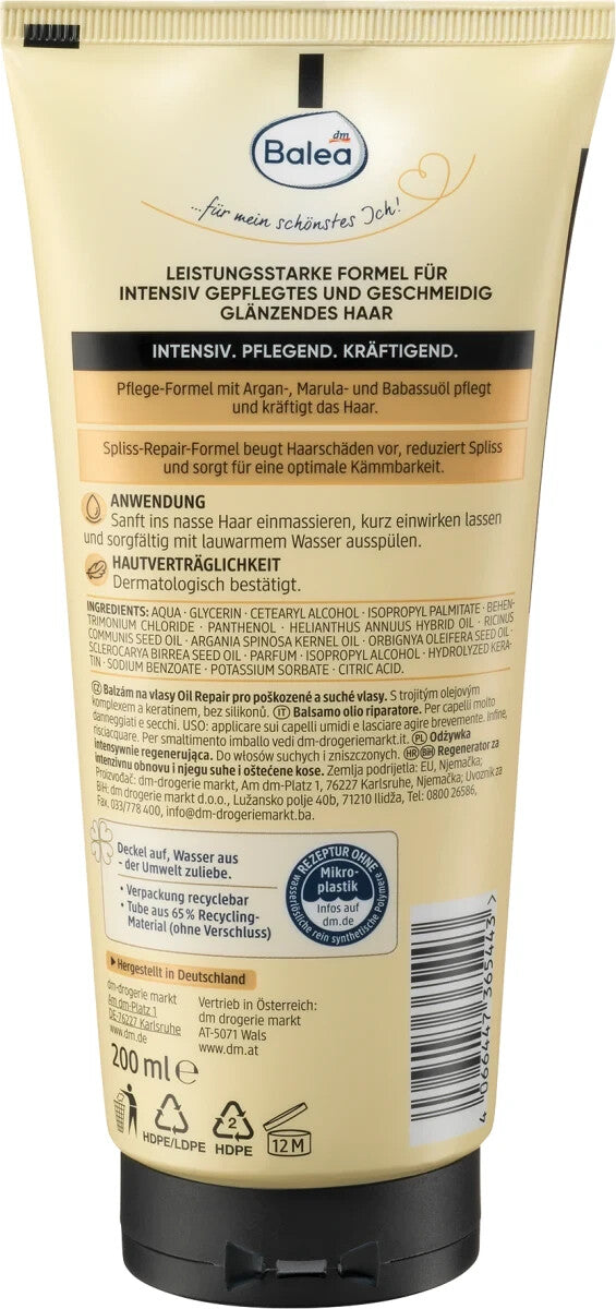Balea Professional kondicionieris eļļas atjaunojošam intensīvam kondicionierim, 200 ml, jauns