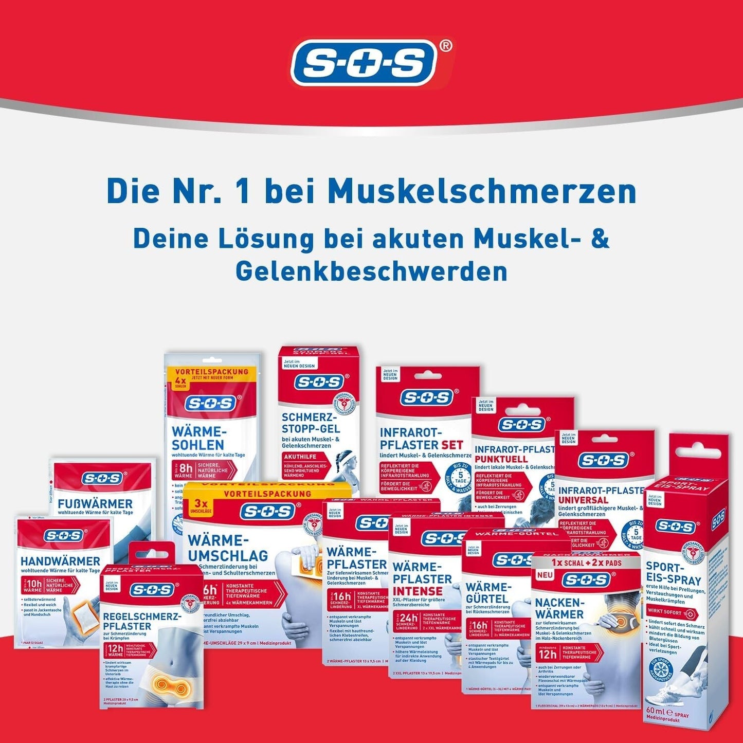 SOS Wärmegürtel, zur Schmerzlinderung bei Rückenschmerzen, 1x Gürtel + 6x Pads