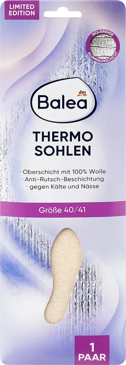 Balea Einlegesohlen Thermo Gr. 40/41 (1 Paar), 100% Wolle, Ali-ISO-Schicht, neu