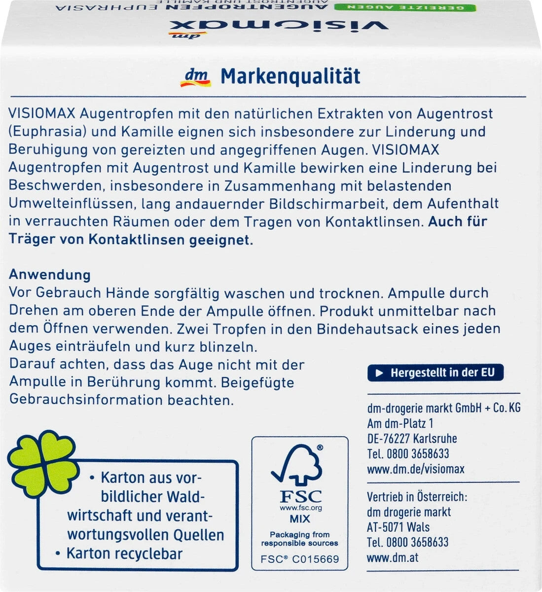 VISIOMAX Euphrasia acu pilieni, 6 ml (1 x 15 pilieni), jauni un aizzīmogoti