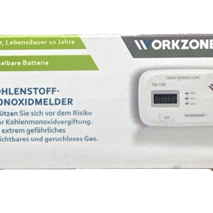 Workzone Kohlenmonoxid-Melder mit Display, hochwertigem Sensor, Testknopf, neu&ovp