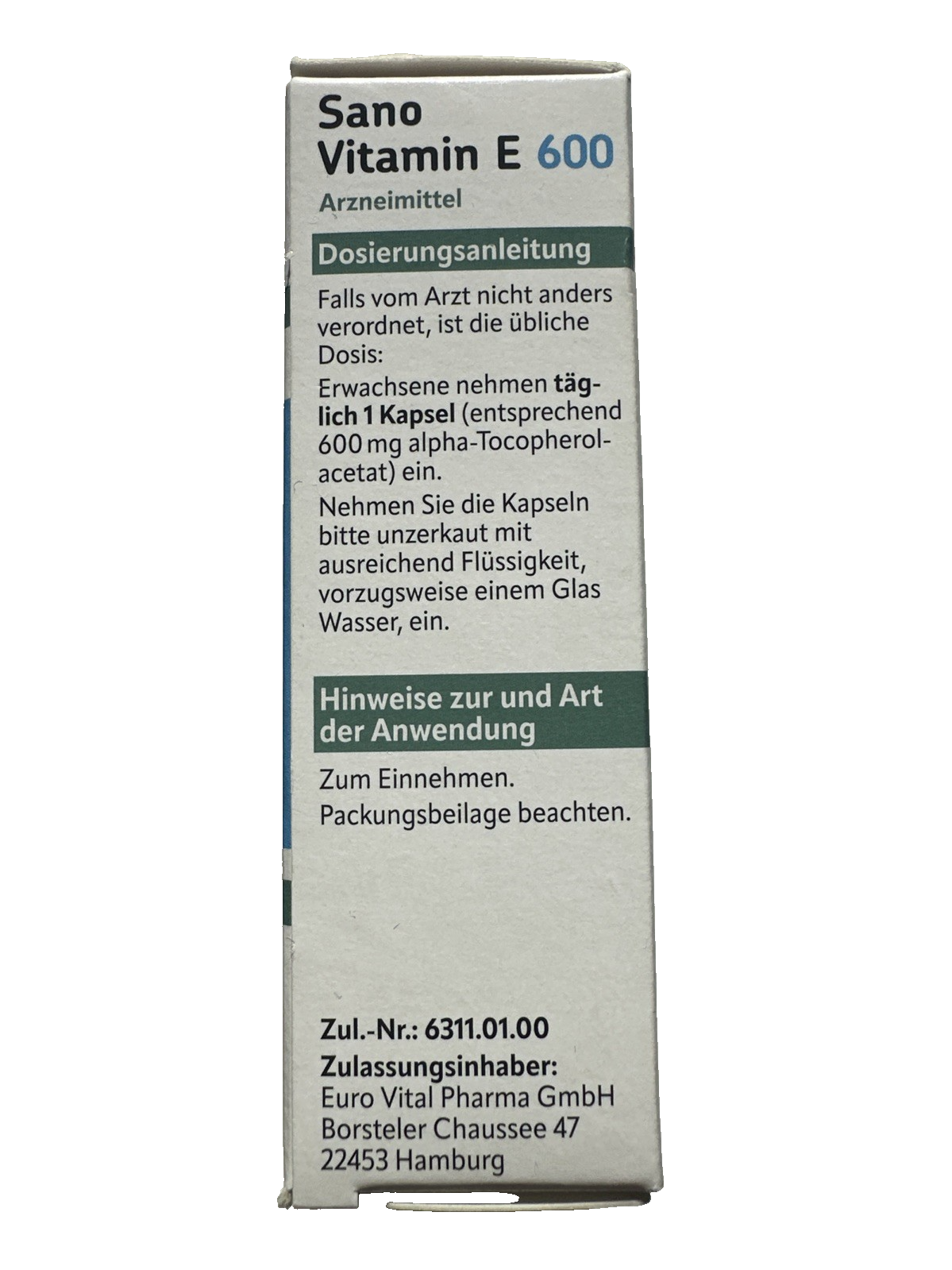 Altapharma Sano Vitamin E 600, 42 Kapseln, für Leistungsfähigkeitsteigerung, neu