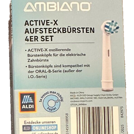 رؤوس فرشاة بديلة Ambiano Active-X، مجموعة من 4 رؤوس، جديدة وفي العبوة الأصلية