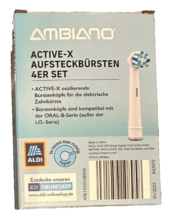 Ambiano Active-X Aufsteckbürsten, 4er Set, neu&ovp