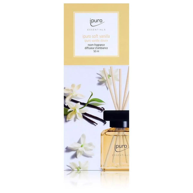 Ipuro Essentials maigais vaniļas istabas aromāts, difuzora kociņi, 50ml, jauns un iepakots iepakojumā