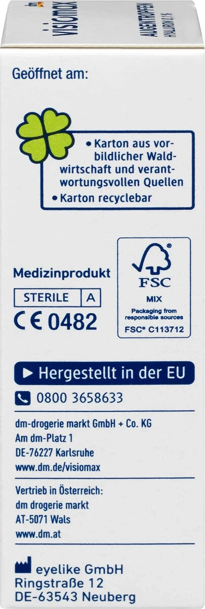 VISIOMAX Augentropfen mit 0,1% Hyaluron, 15 ml, neu&ovp