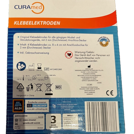 Curamed TENS līmējošie elektrodi, 1 x 4 gabali, 8 x 4 cm, jauni un aizzīmogoti