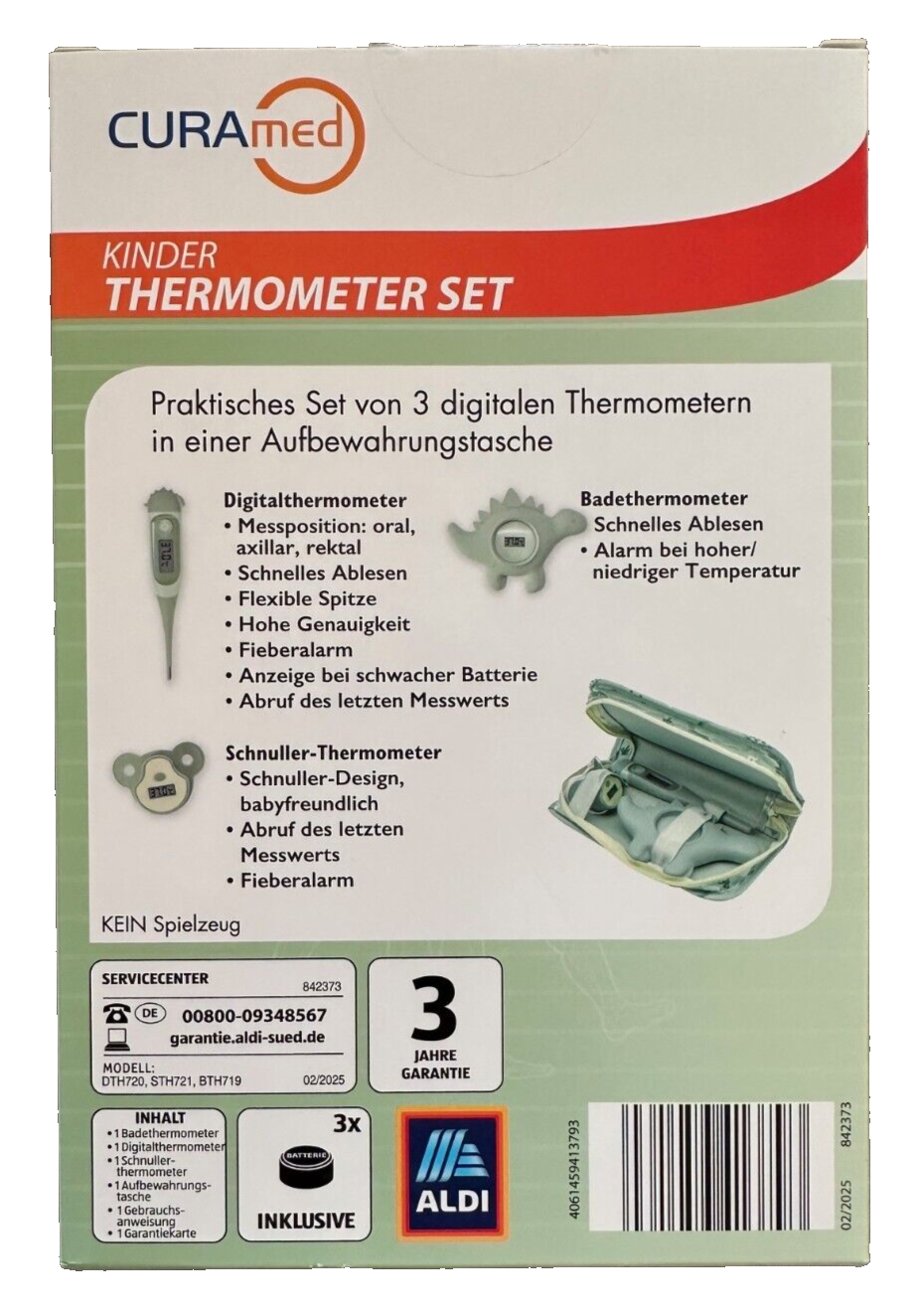 Curamed Kinder Thermometer Set, 3 teilig, mit Aufbewahrungstasche, neu&ovp