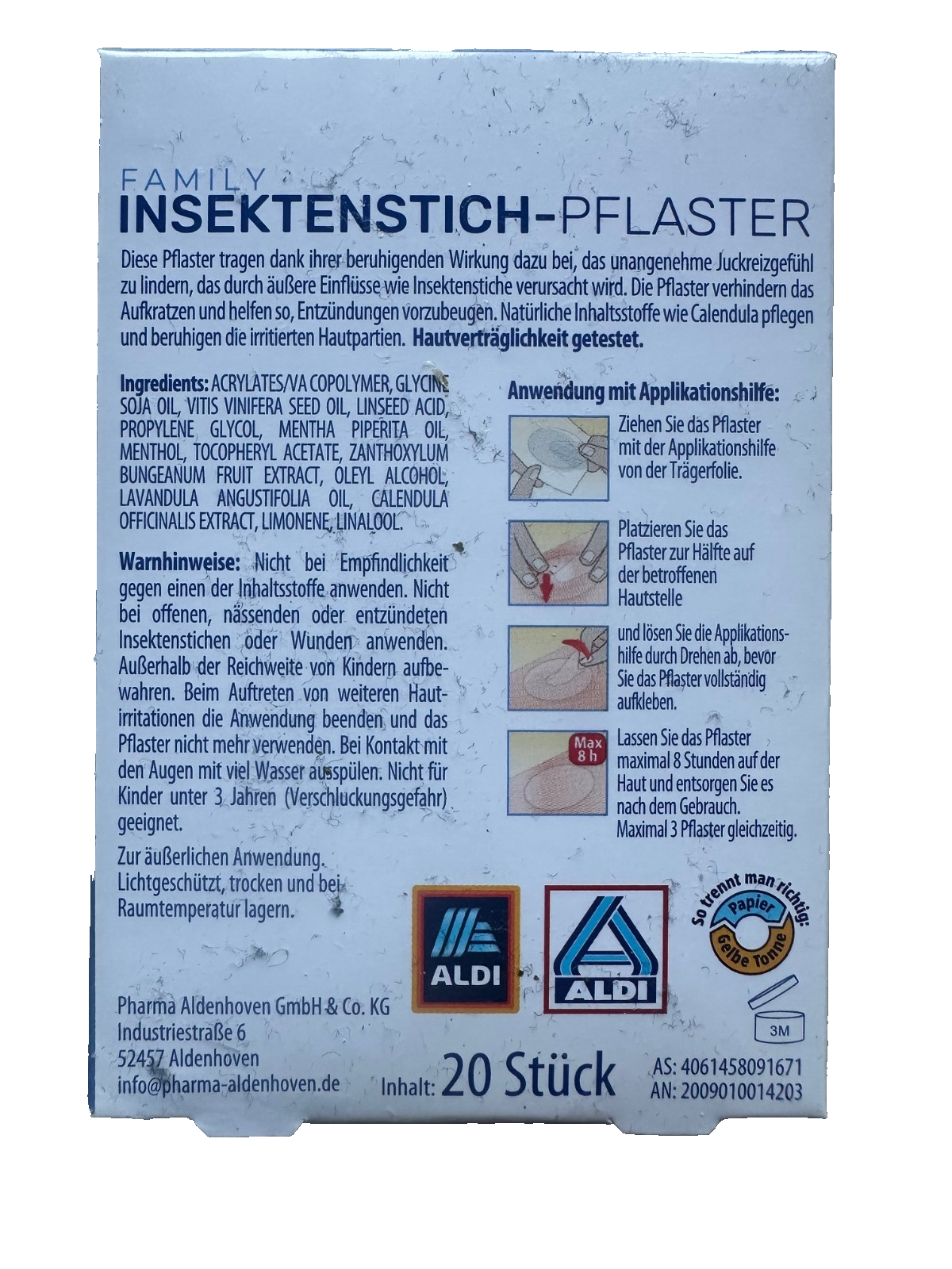 VITALIS kukaiņu kodumu plāksteri ģimenei, 1 x 20 gabali, jauni un aizzīmogoti