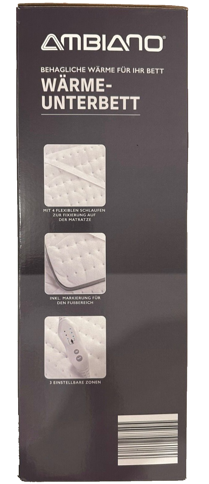 AMBIANO Wärmeunterbett, 150x80 cm, 3x Temperaturstufen, 3x Heizzonen, neu&ovp