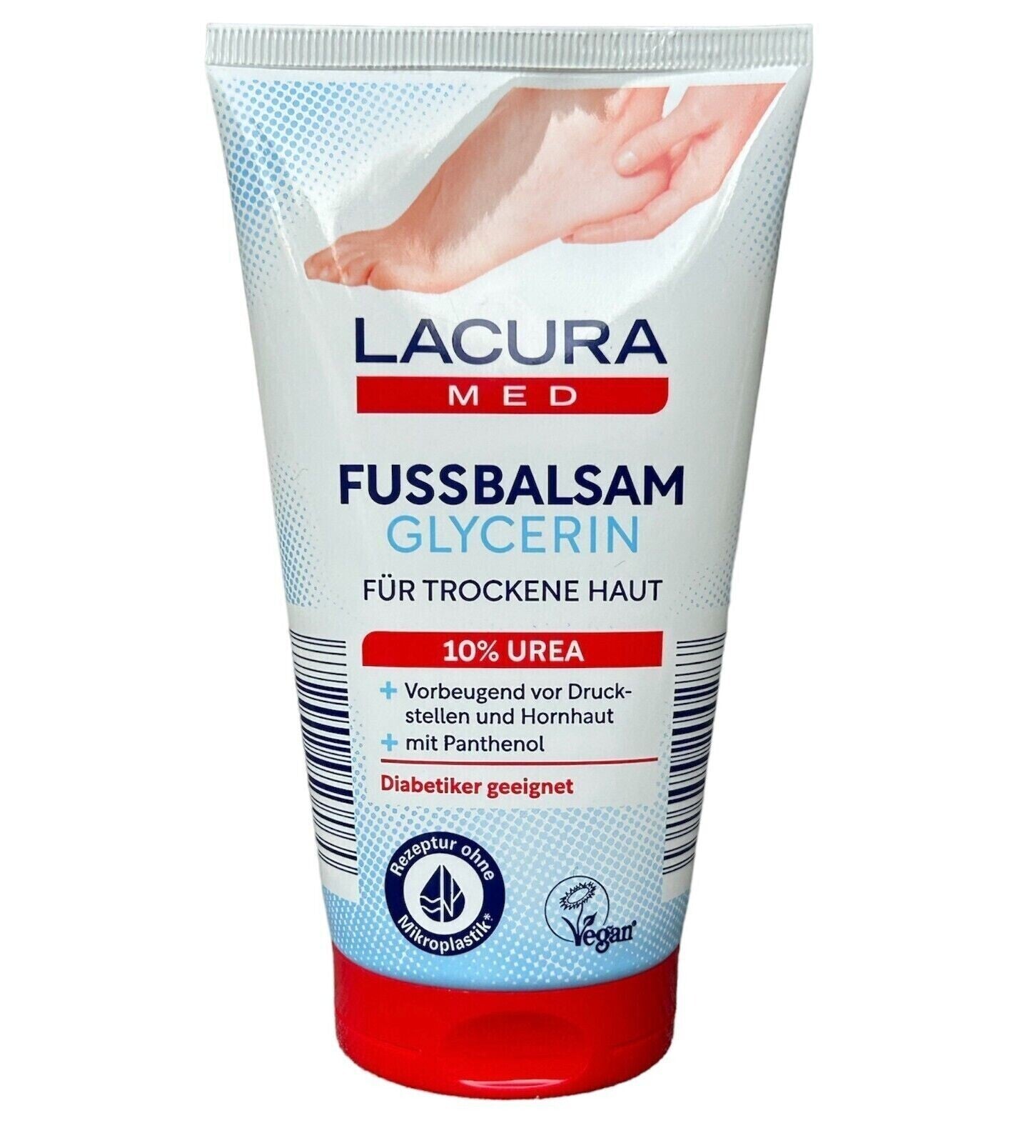 LACURA Med - Fußbalsam Glycerin, 10 % UREA,  Fusspflege für trockene Haut, 150ml